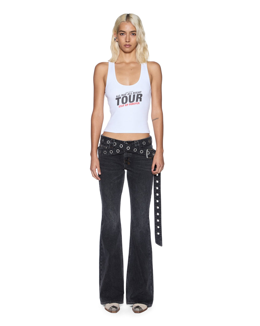 Womens Psuedo Tank White Fitted Tees - White