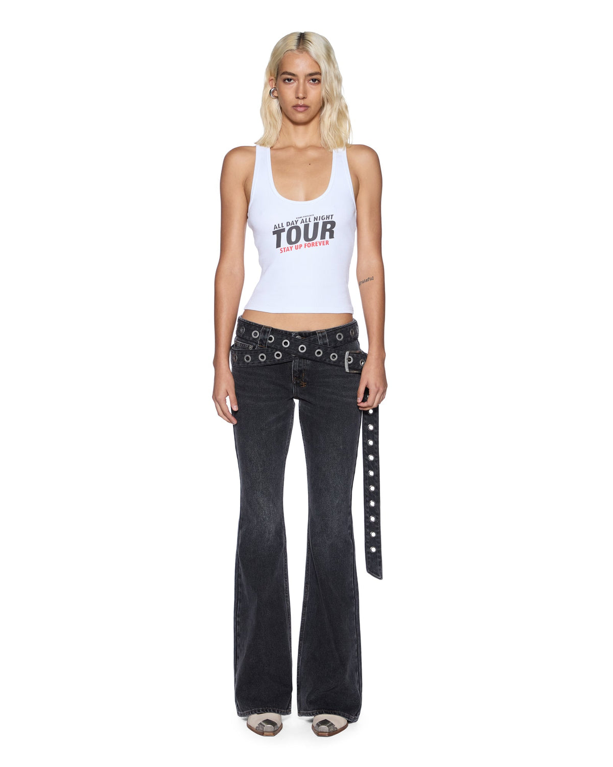 Womens Psuedo Tank White Fitted Tees - White