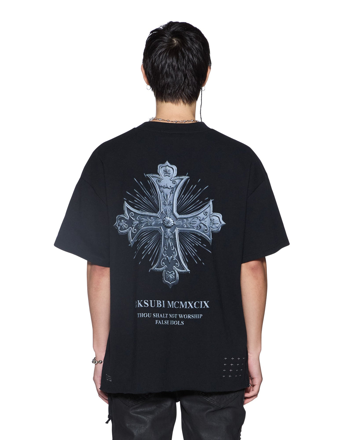 Mens False Idols Ekcess Ss Tee Jet Black Oversized Tees - Black