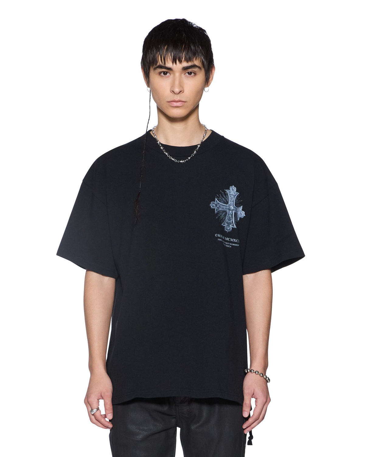 Mens False Idols Ekcess Ss Tee Jet Black Oversized Tees - Black