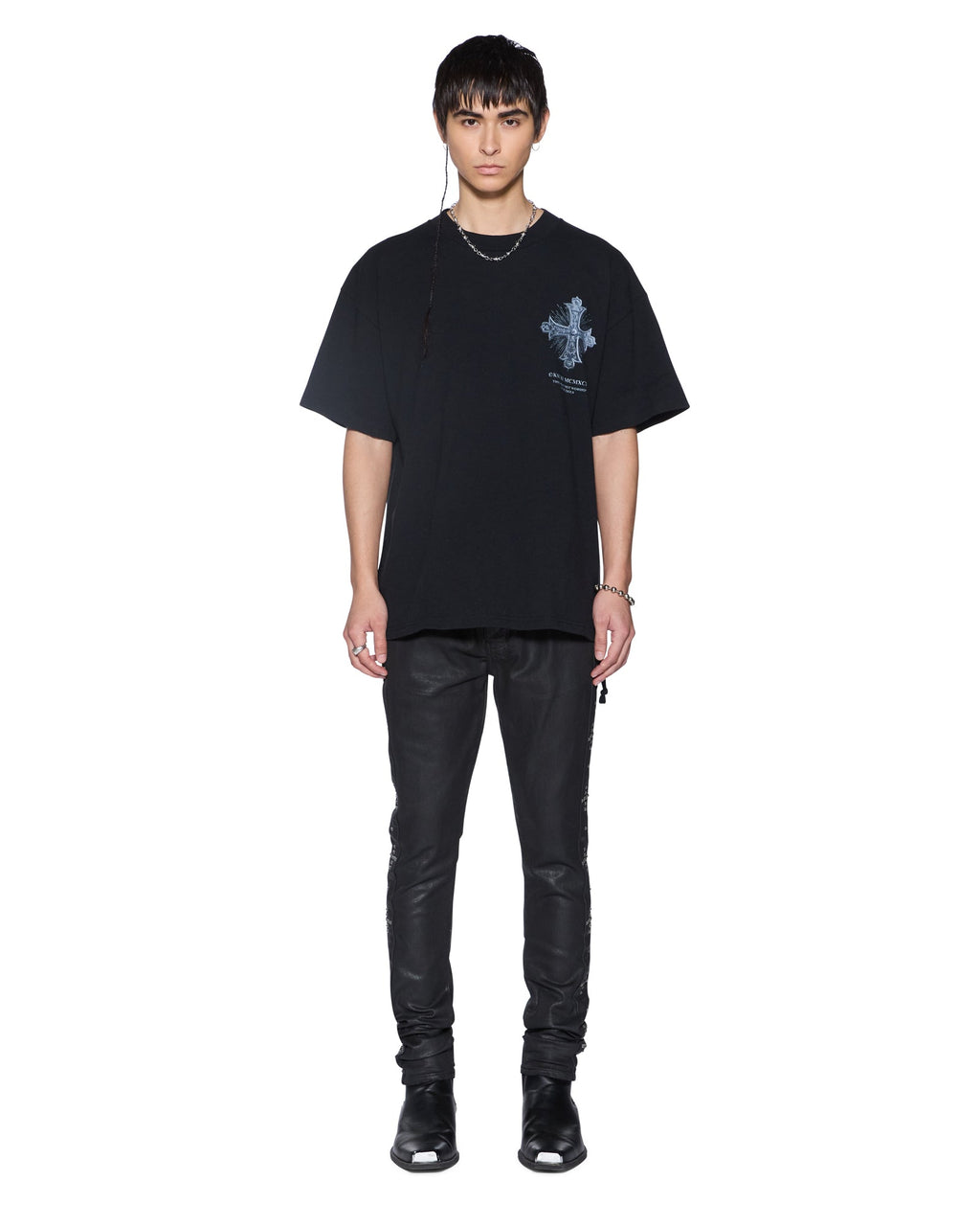 Mens False Idols Ekcess Ss Tee Jet Black Oversized Tees - Black