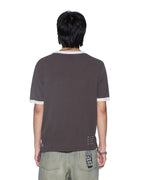Mens Holiday Ringer Ss Tee Faded Black Slim Tees - Grey