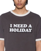 Mens Holiday Ringer Ss Tee Faded Black Slim Tees - Grey