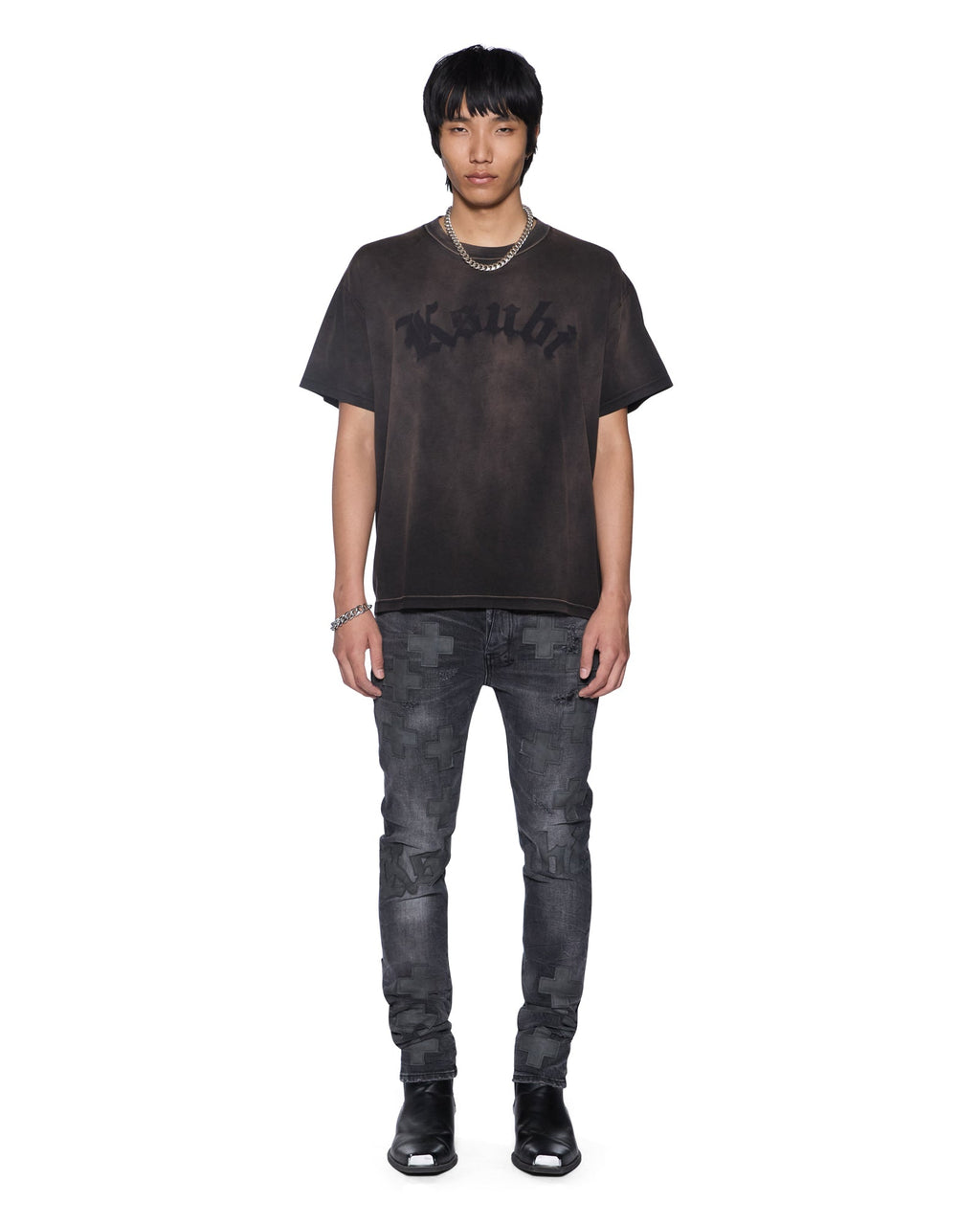 Mens Idols Sid Ss Tee Sunfade Slim Tees - Grey