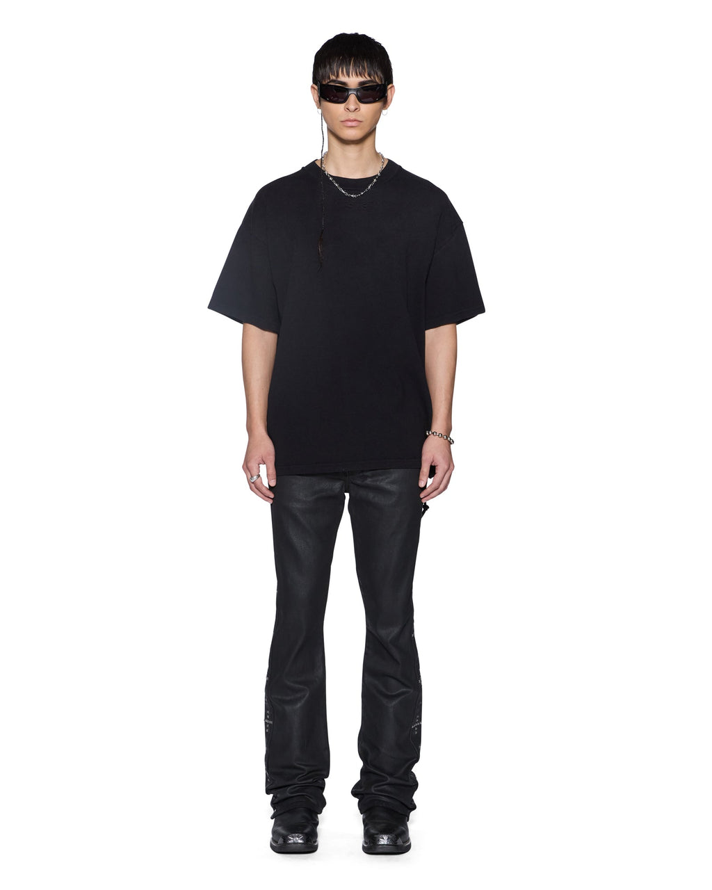 Mens Intruder Ekcess Ss Tee Jet Black Oversized Tees - Black