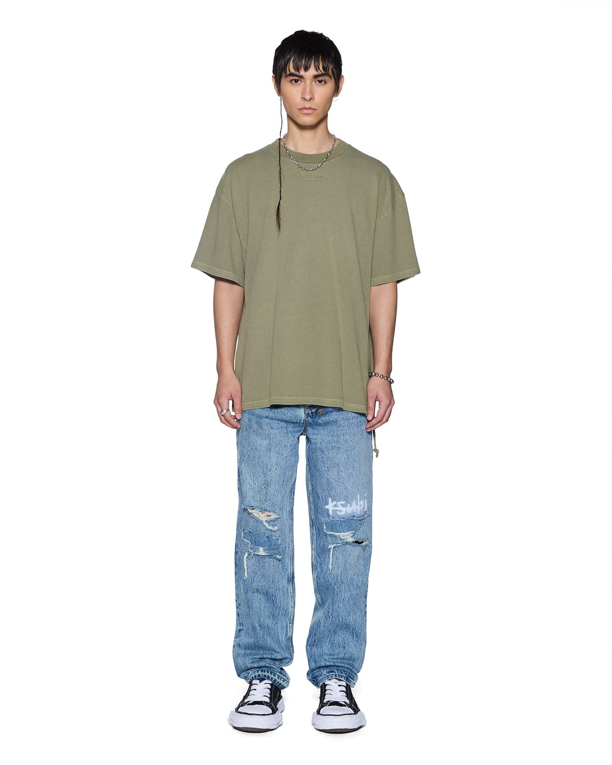 Mens Intruder Ekcess Ss Tee Militant Oversized Tees - Khaki