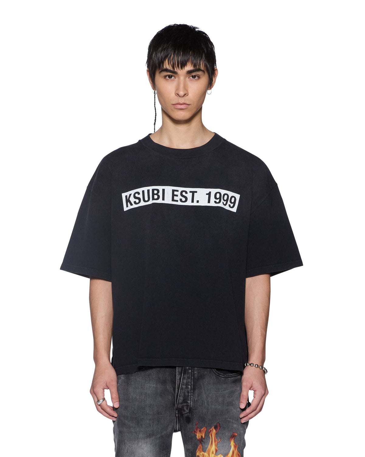 Mens Kings Halen Ss Tee Black Fade Slim Tees - Black