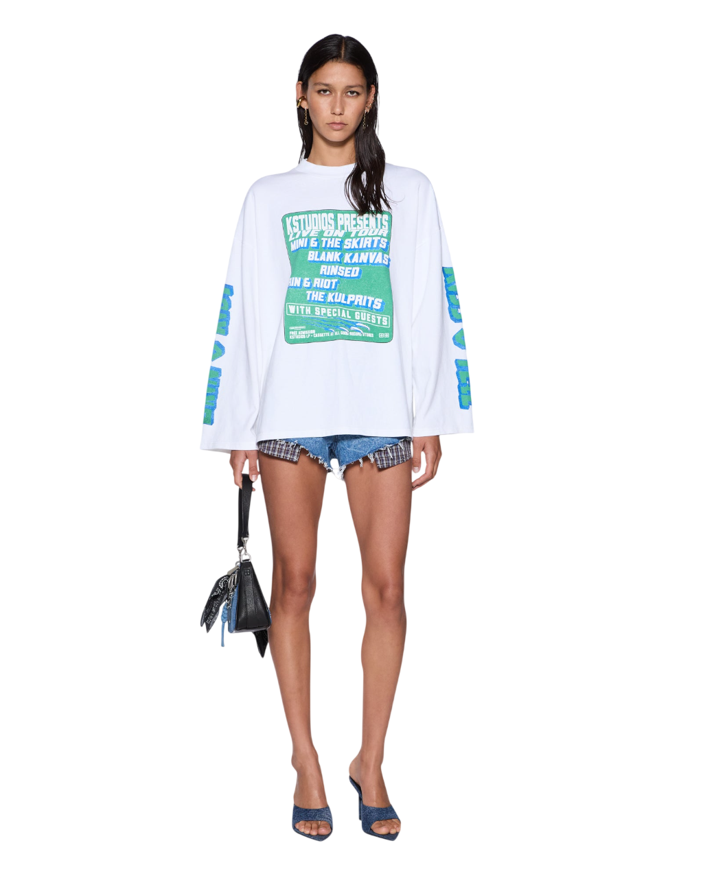 Womens Kstudio Boyfriend Ls Tee White Oversized Tees - White