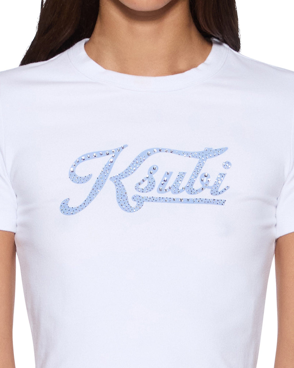 Womens Ksubi Bling Baby Ss Tee White Cropped Tees - White