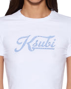Womens Ksubi Bling Baby Ss Tee White Cropped Tees - White