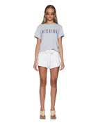 Womens Ksubi Plaid Shrunken Ss Tee Grey Marle Fitted Tees - Grey