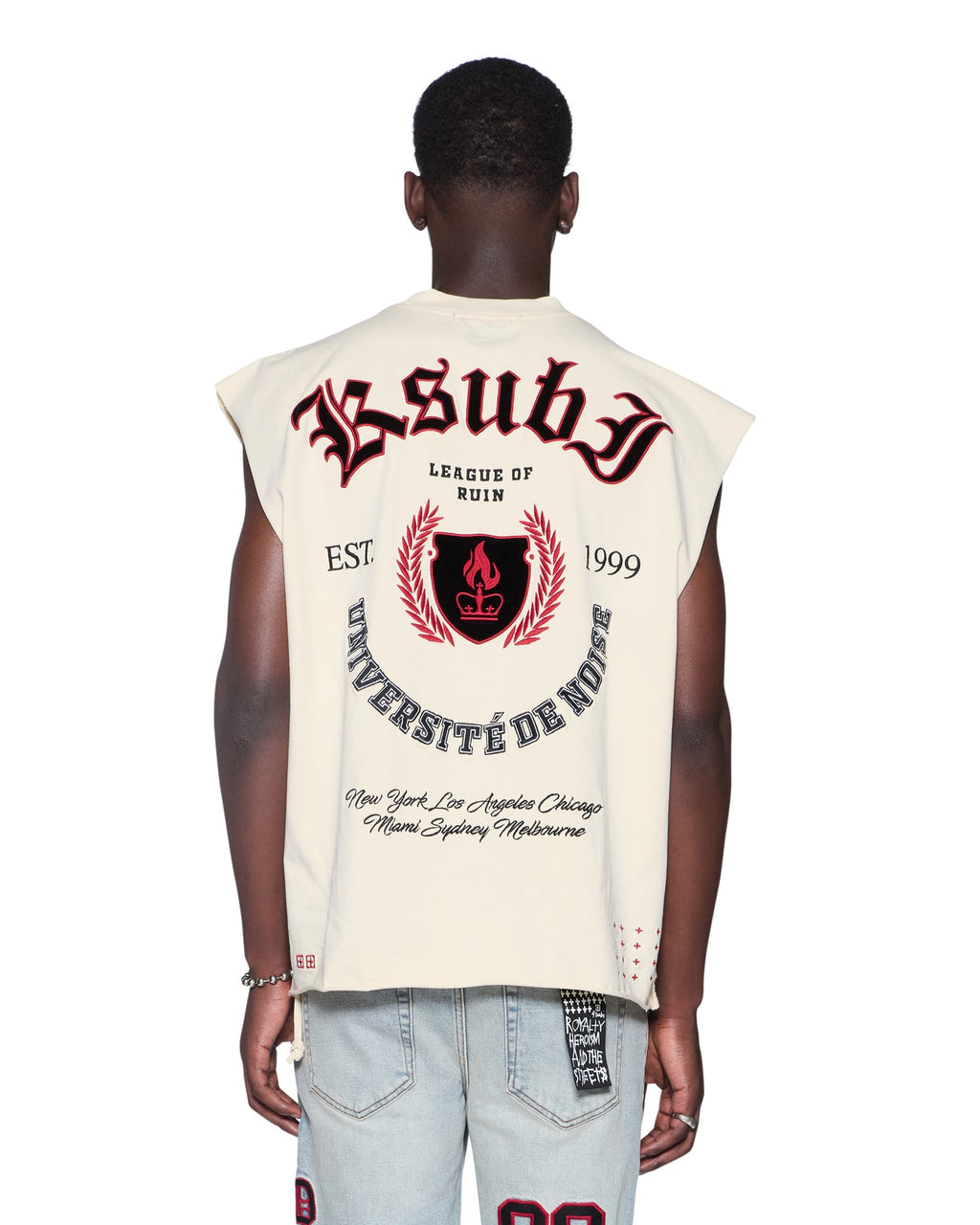 Mens League Ekcess Cut Off Desert Baggy Tees - Beige