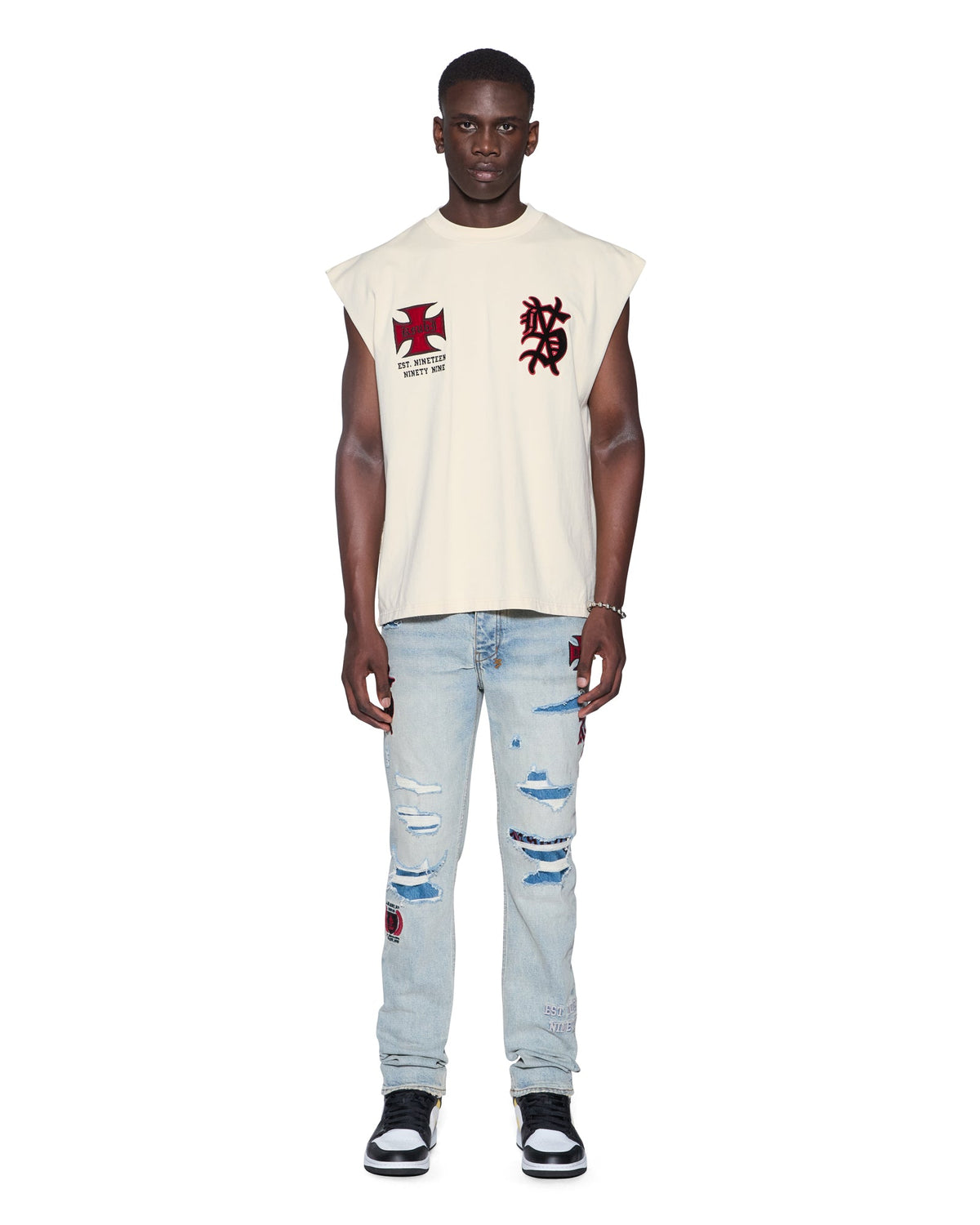 Mens League Ekcess Cut Off Desert Baggy Tees - Beige