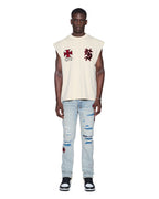 Mens League Ekcess Cut Off Desert Baggy Tees - Beige