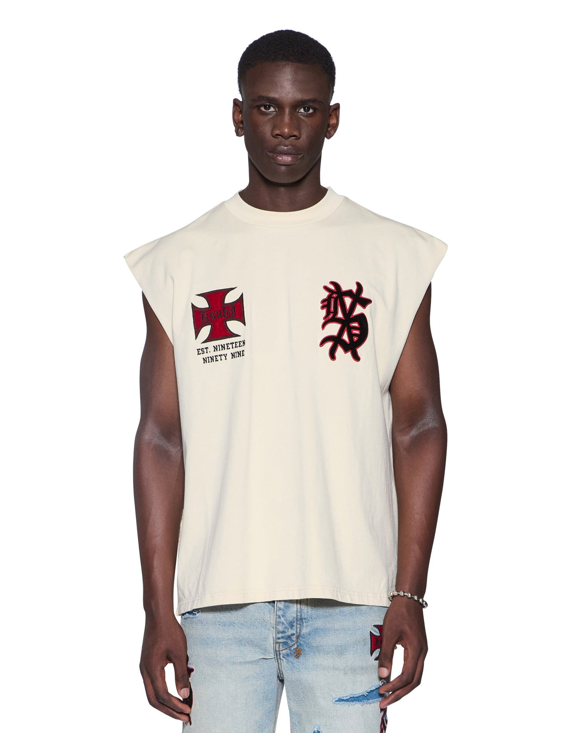 Mens League Ekcess Cut Off Desert Baggy Tees - Beige