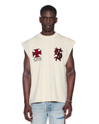 Mens League Ekcess Cut Off Desert Baggy Tees - Beige