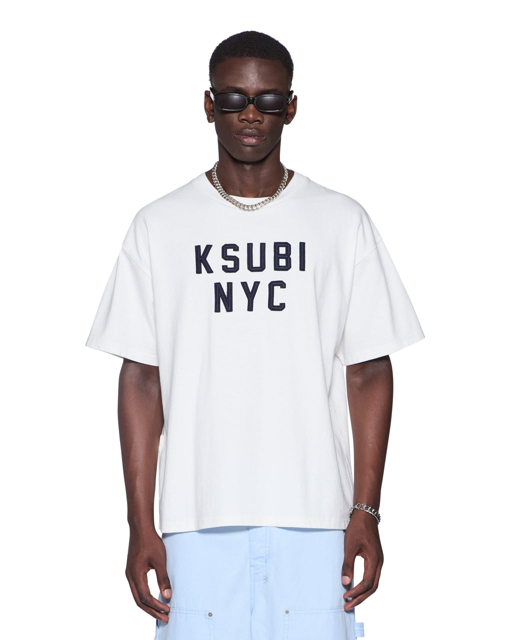 Mens Nyc Ekcess Ss Tee Tru White Oversized Tees - White