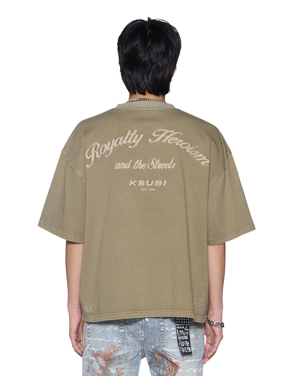 Mens Royalty Halen Ss Tee Militant Baggy Tees - Khaki