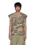 Mens State Ekcess Cut Off Woodland Oversized Tees - Green