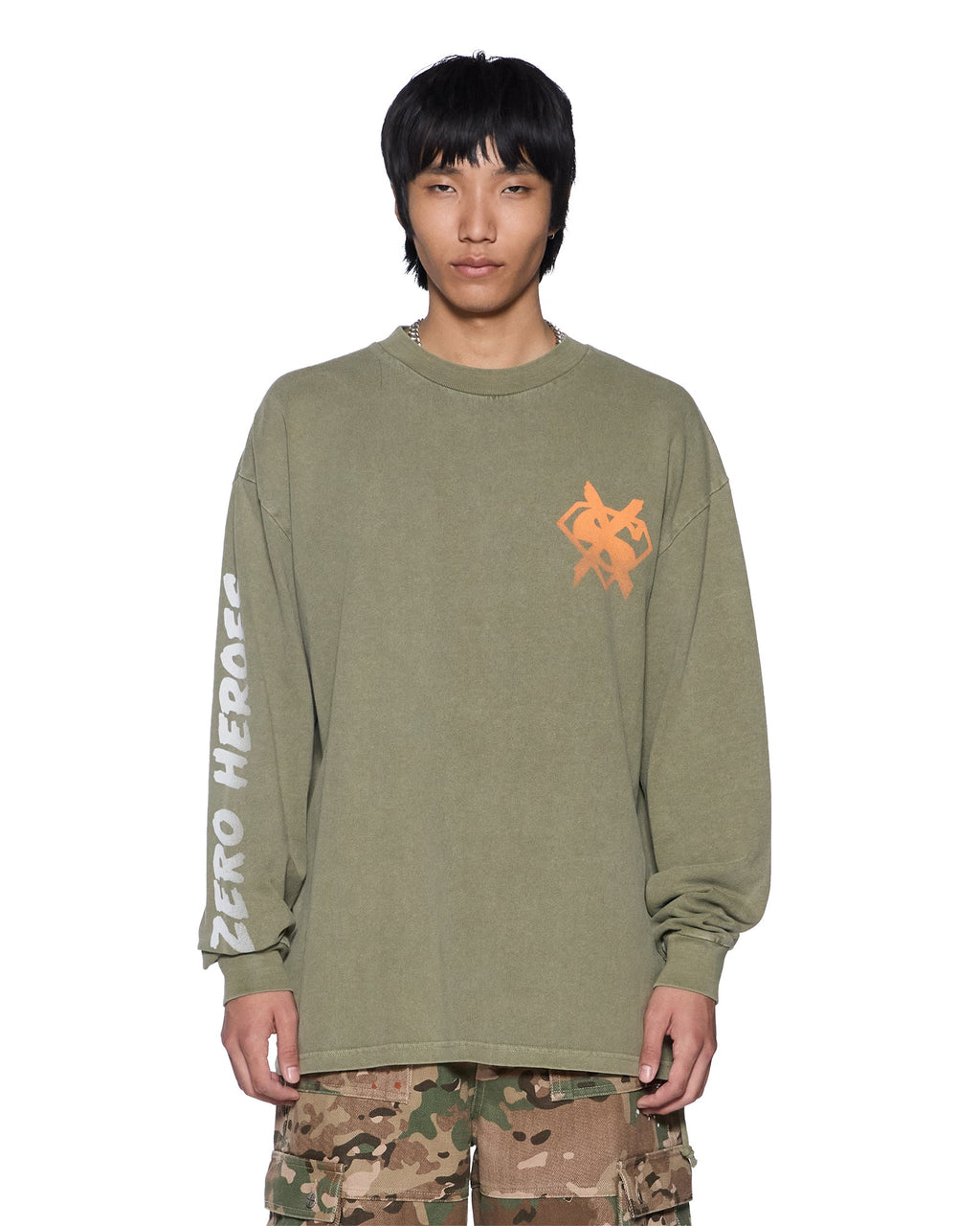 Mens Zero Heroes Ls Tee Militant Oversized Tees - Khaki