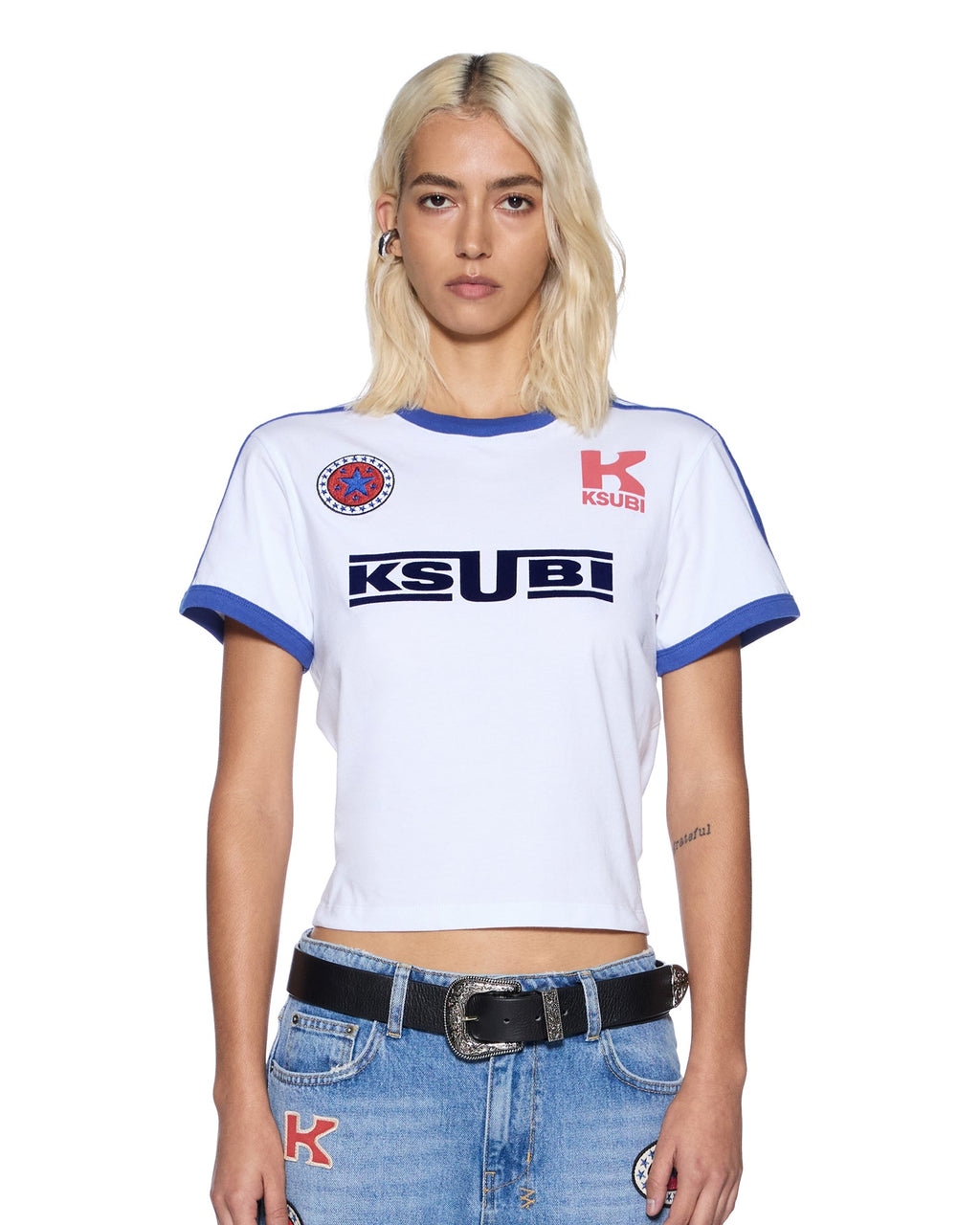 Womens Union Shrunken Tee White Fitted Tees - White