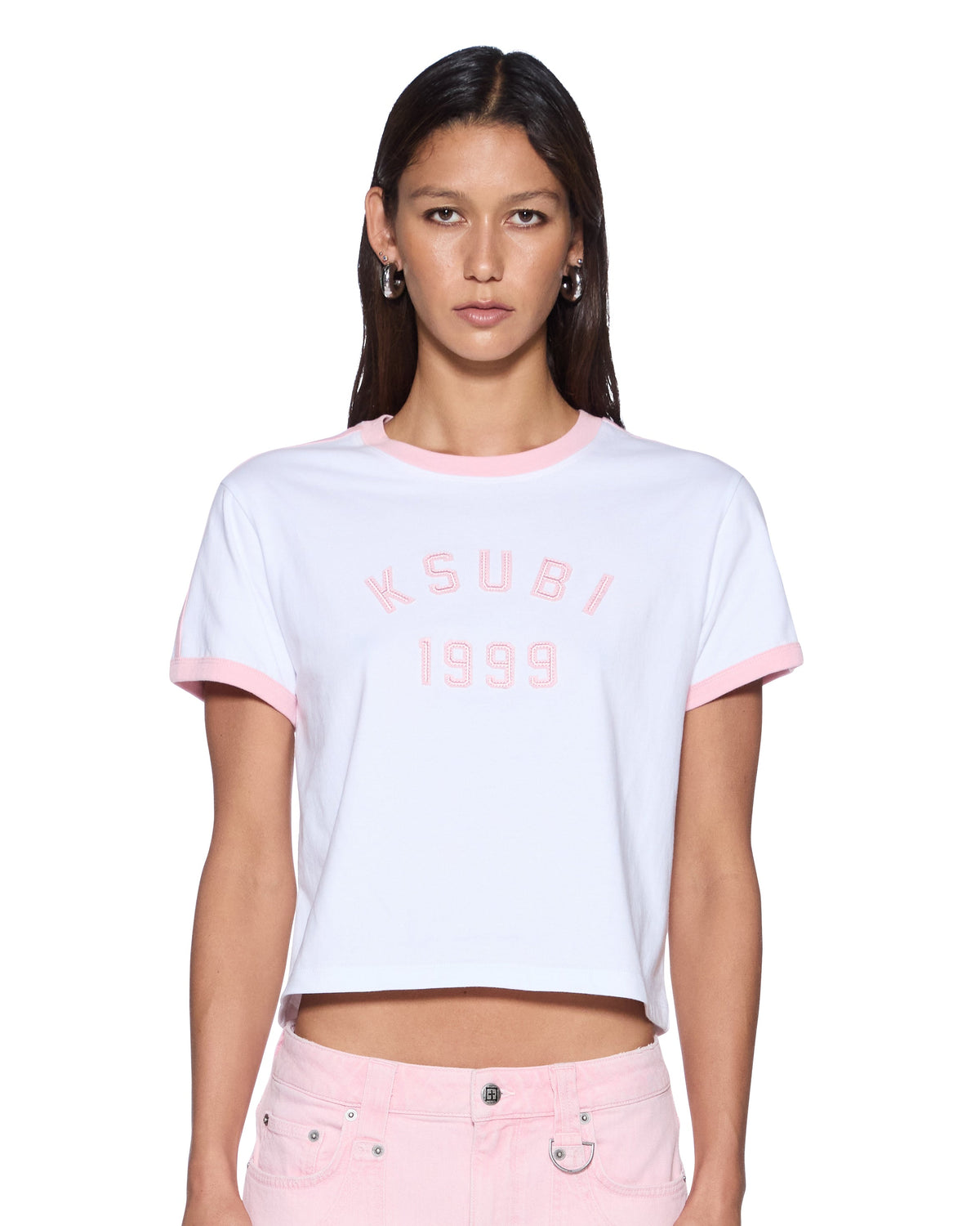 Womens Varsity Shrunken Tee White Quartz Fitted Tees - White