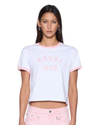 Womens Varsity Shrunken Tee White Quartz Fitted Tees - White