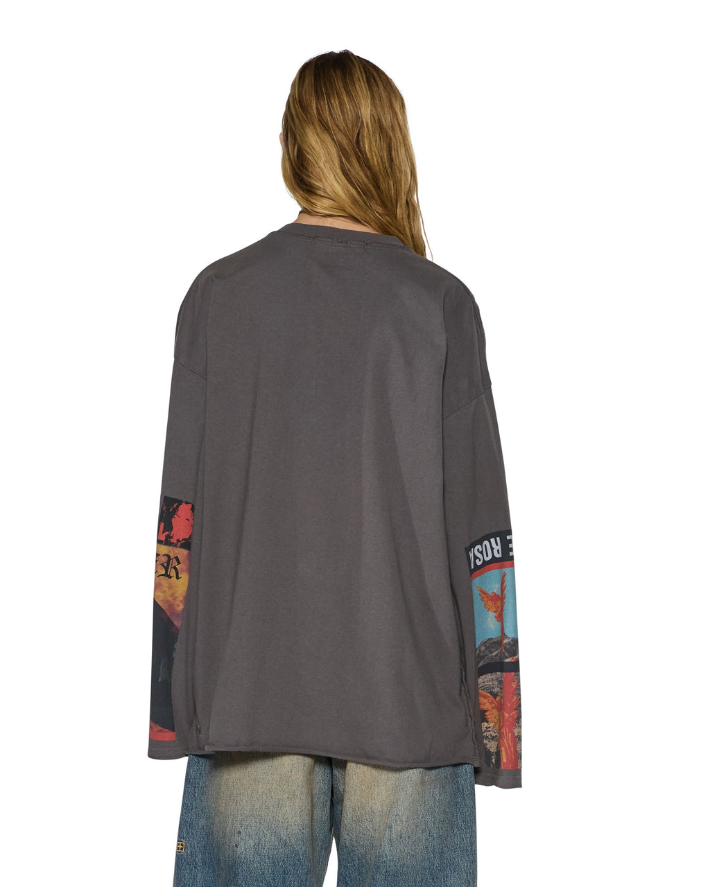 Womens Altar Ls Boyfriend Tee Charcoal Oversized Tees - Grey