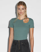 Womens Arise Cut Out Ss Tee Lagoon Fitted Tees - Green