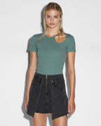 Womens Arise Cut Out Ss Tee Lagoon Fitted Tees - Green