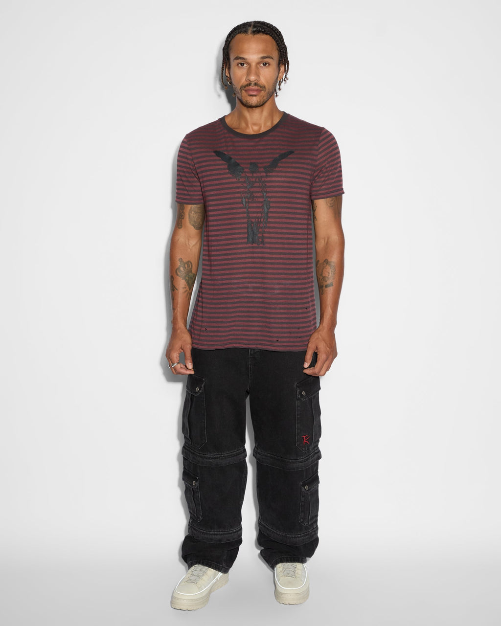 Mens Angel Sioux Ss Tee Red Stripe Slim Tees - Red
