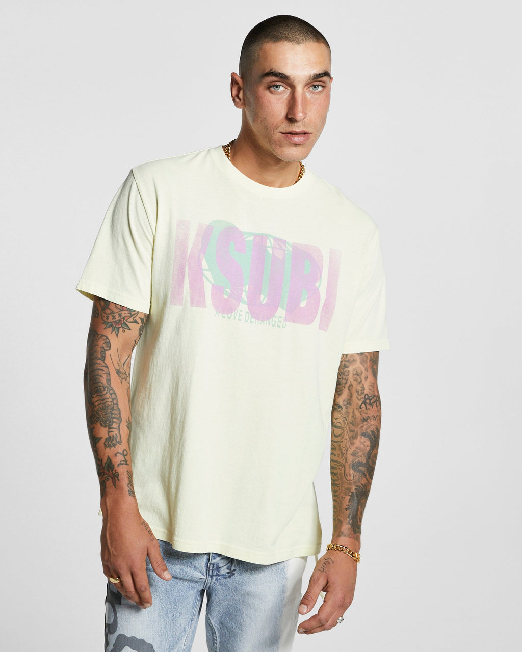 Mens Deranged Kash Ss Tee Lemon Regular Tees - Yellow