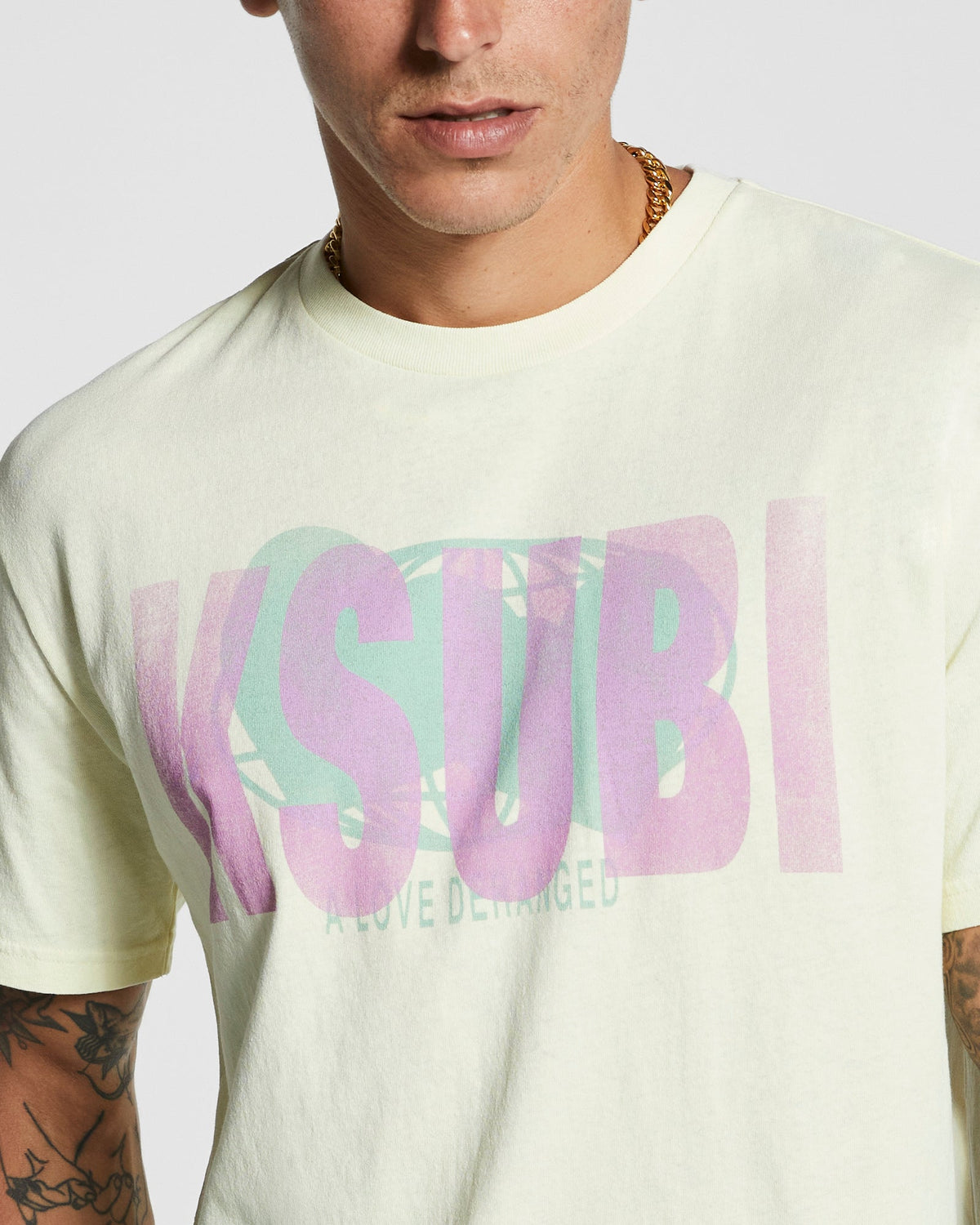 Mens Deranged Kash Ss Tee Lemon Regular Tees - Yellow