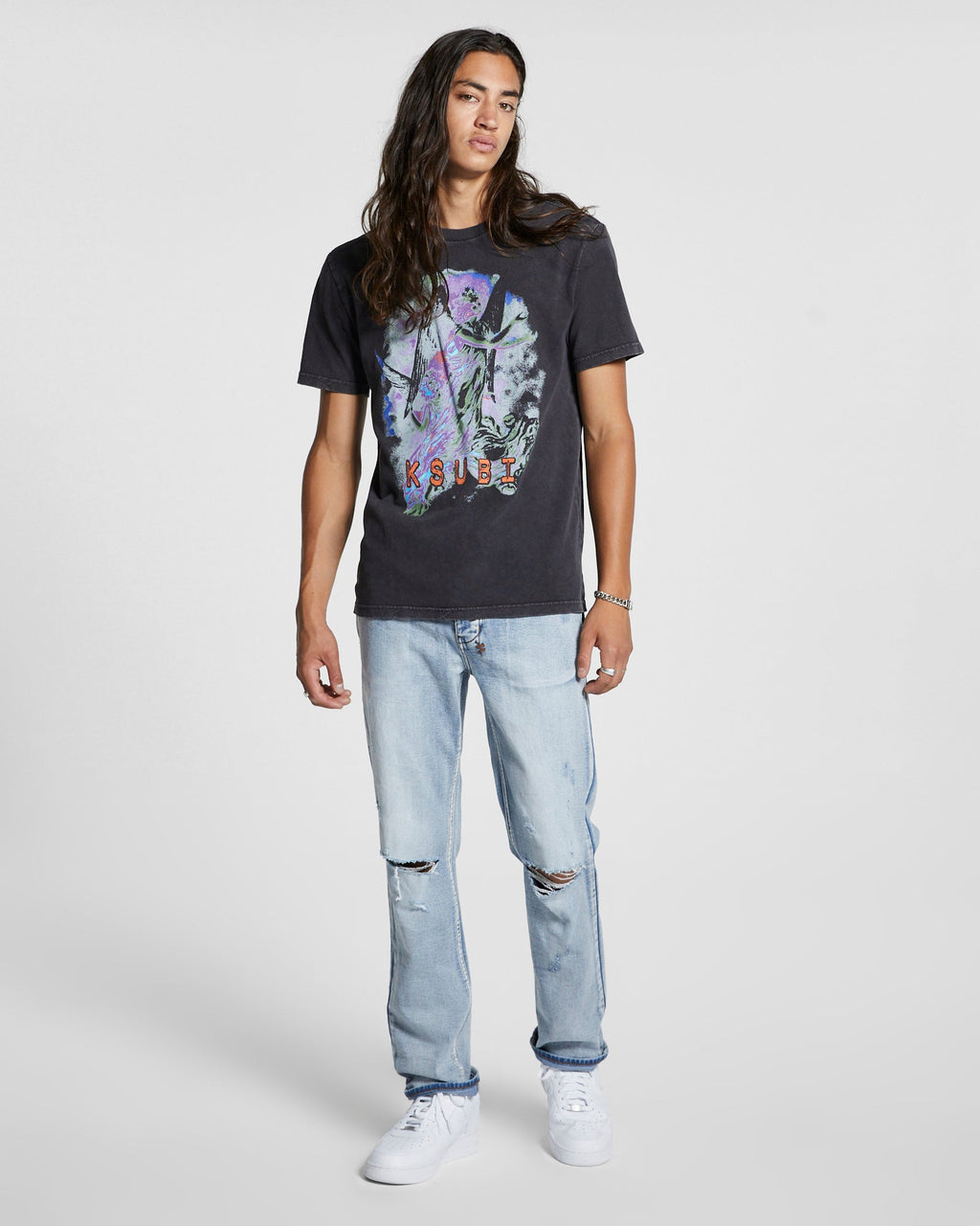 Mens Hazlow City High Trashed Straight Denim Jeans - Denim