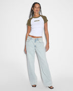 Womens Low Rider Skyfall Rampant Ripped Baggy Denim Jeans - Denim