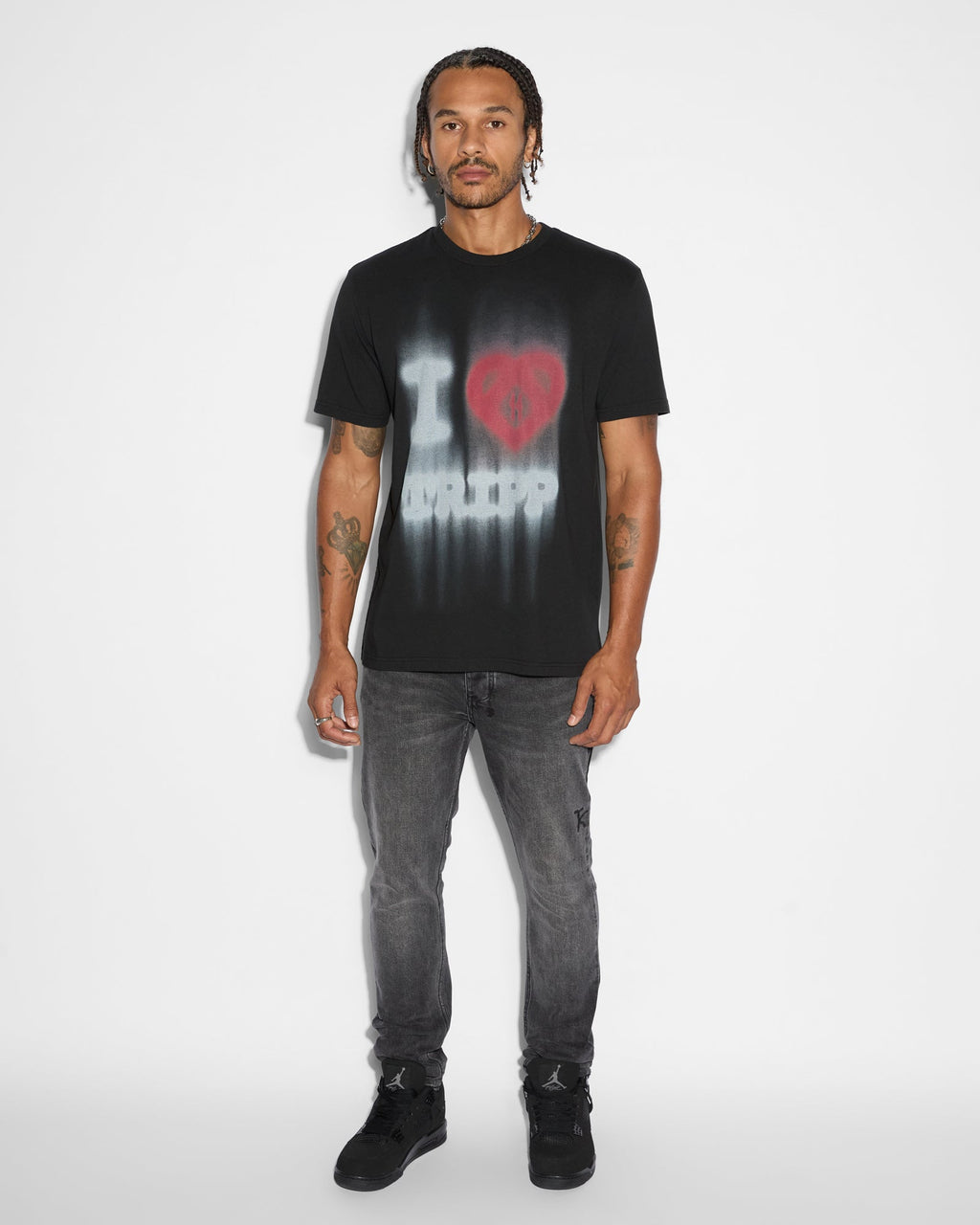 Mens Love Trip Kash Ss Tee Jet Black Regular Tees - Black