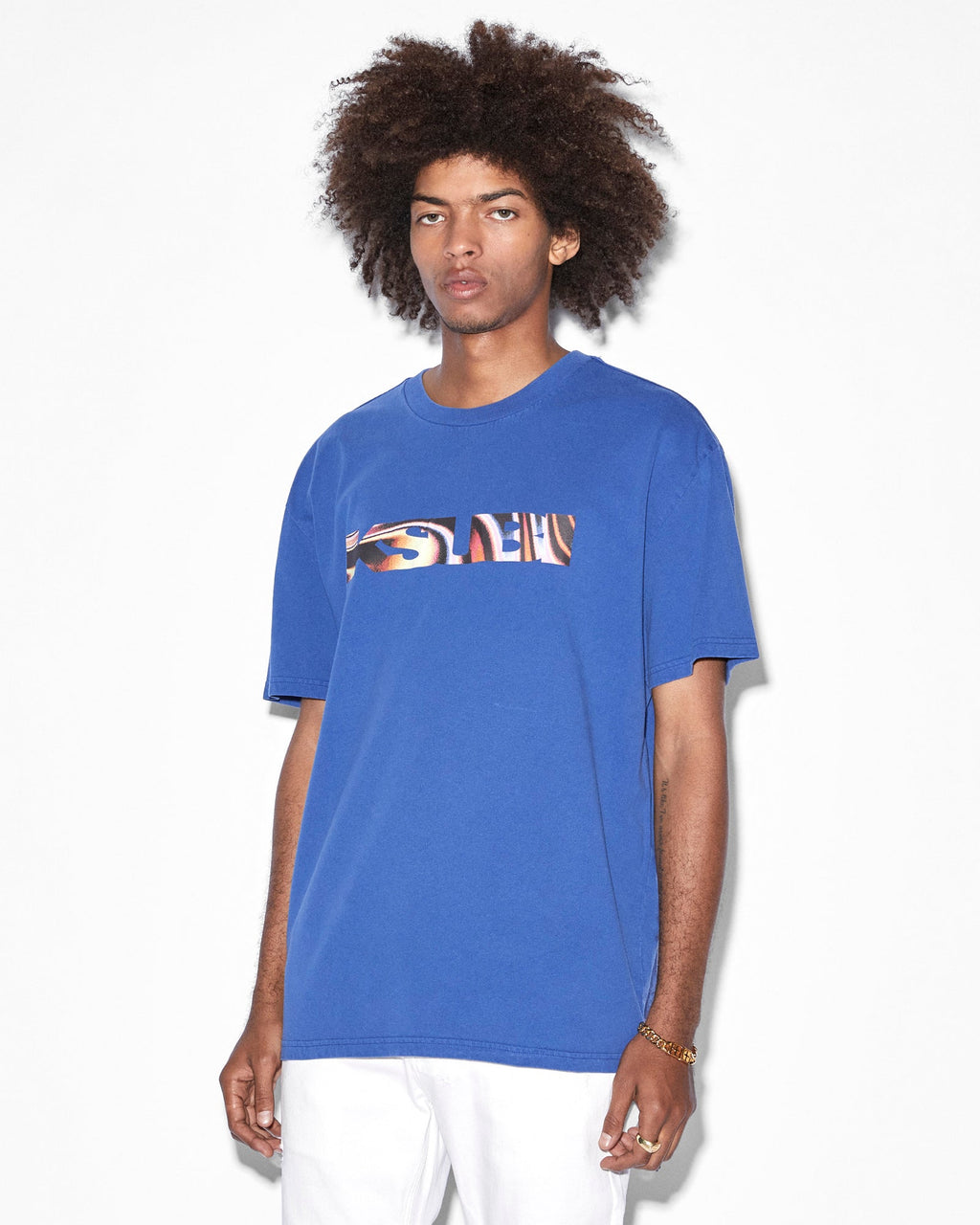 Mens Mind State Biggie Ss Tee Solid Blue Oversized Tees - Blue
