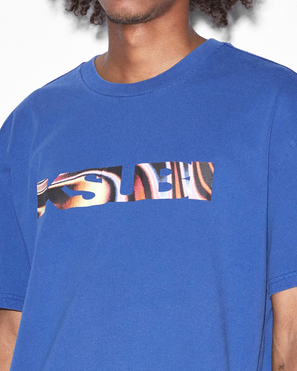 Mens Mind State Biggie Ss Tee Solid Blue Oversized Tees - Blue