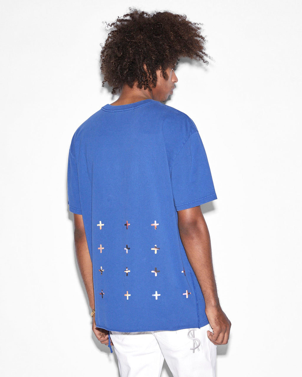 Mens Mind State Biggie Ss Tee Solid Blue Oversized Tees - Blue