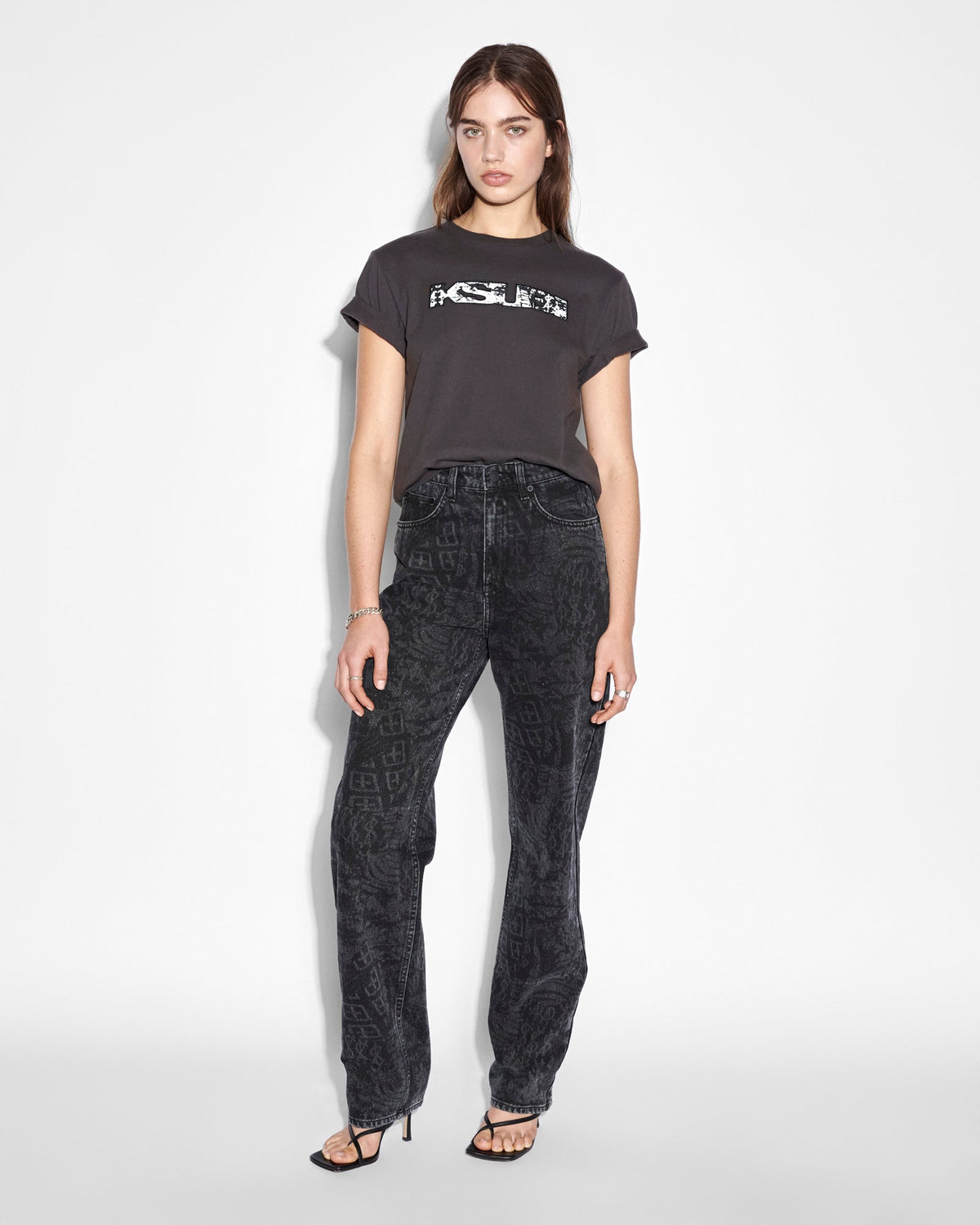 Womens Playback Graf Straight Denim Jeans - Black