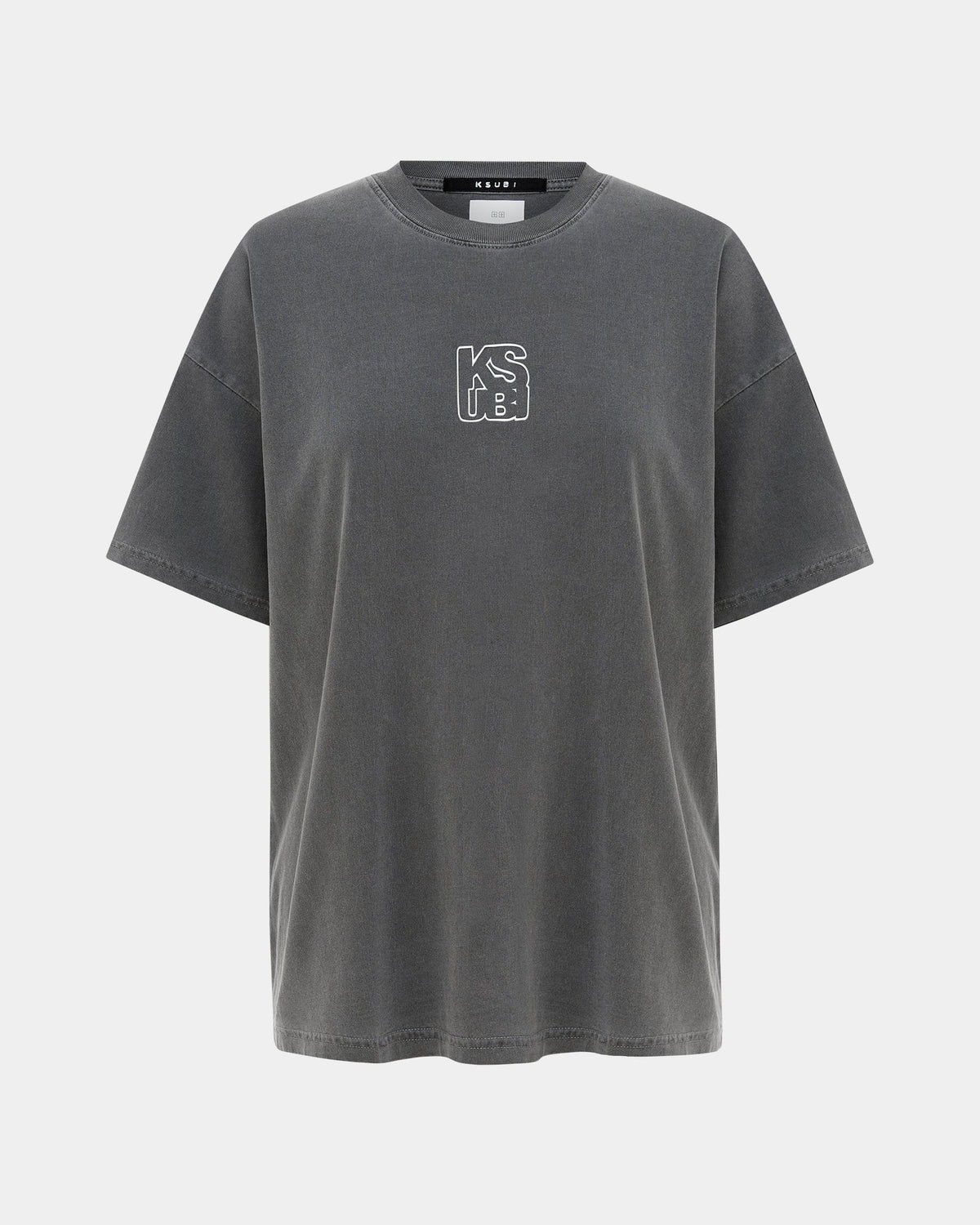 Womens Stacked Oh G Ss Tee Charcoal Oversized Tees - Grey