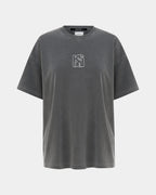Womens Stacked Oh G Ss Tee Charcoal Oversized Tees - Grey