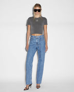 Womens Playback Belted Heritage Straight Denim Jeans - Denim