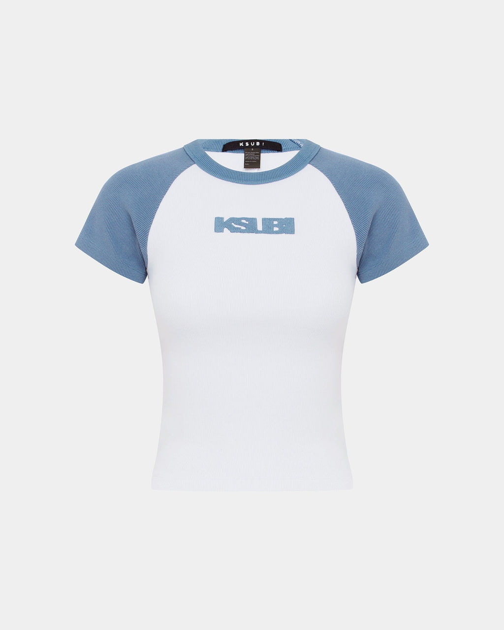 Womens Ksb Baby Ringer Ss Tee Charcoal/white Fitted Tees - Grey