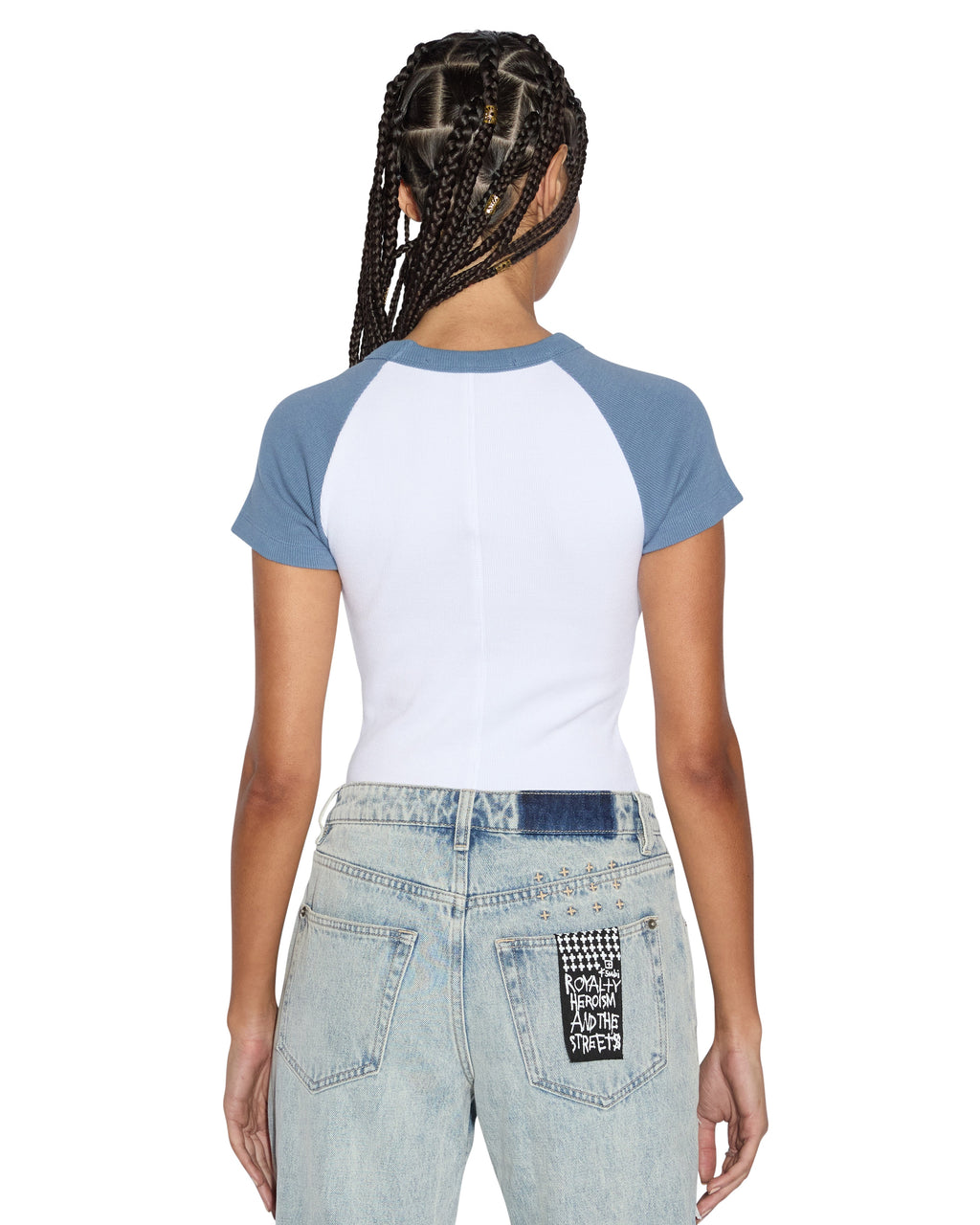 Womens Ksb Baby Ringer Ss Tee Charcoal/white Fitted Tees - Grey