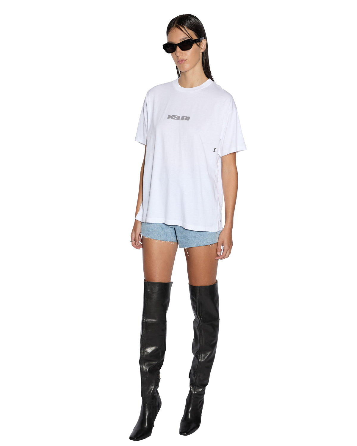 Womens Rise N Hi Torn Up Fitted Walkshorts - Denim