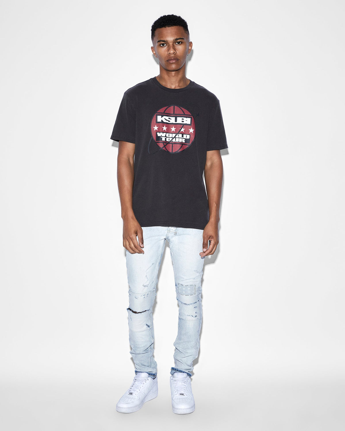 Mens Tour Biggie Ss Tee Faded Black Oversized Tees - Black