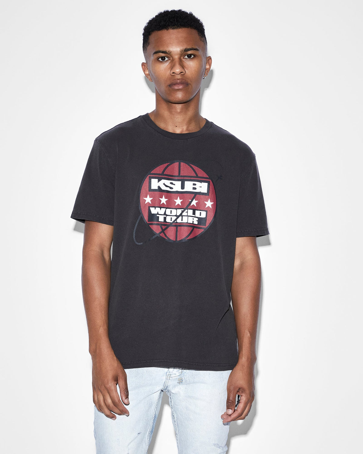 Mens Tour Biggie Ss Tee Faded Black Oversized Tees - Black