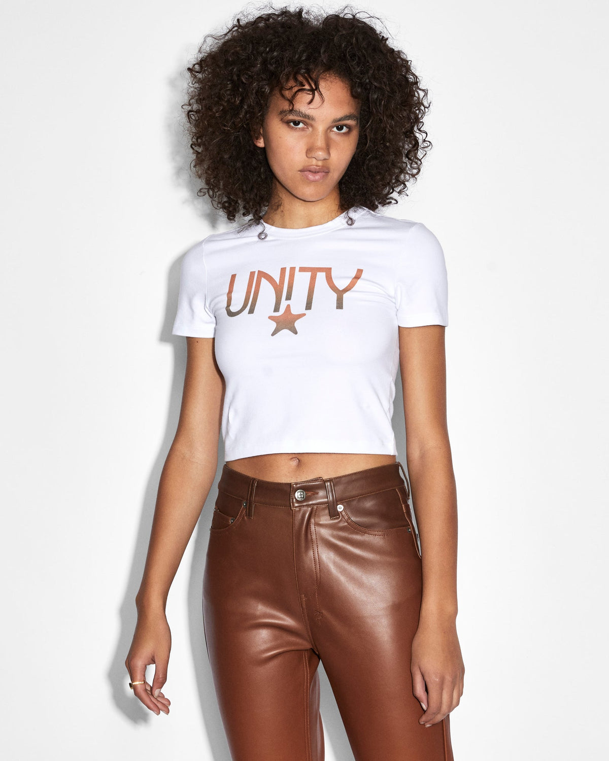 Womens Unity Star Baby Ss Tee White Fitted Tees - White