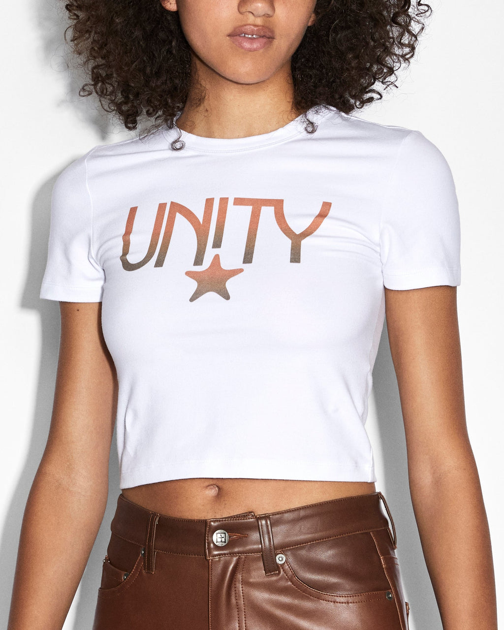 Womens Unity Star Baby Ss Tee White Fitted Tees - White